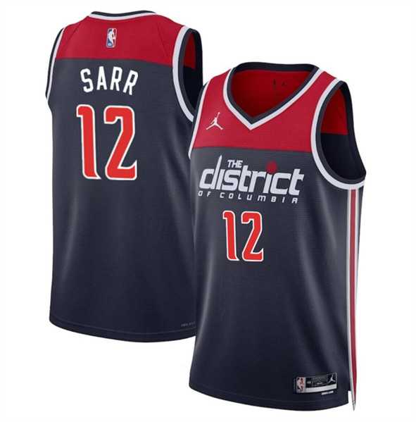 Mens Washington Wizards #12 Alexandre Sarr Navy Statement Edition Stitched Basketball Jersey Dzhi